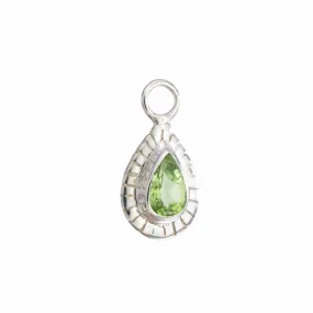 SMALL TEARDROP CHARM - PERIDOT - SILVER