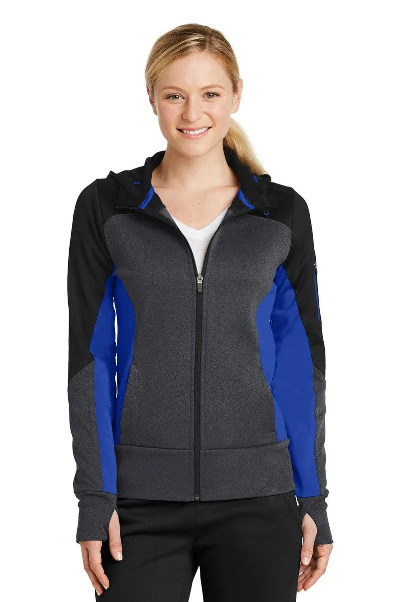 Sport-Tek LST245: Ladies Tech Fleece Colorblock Full-Zip Hooded Jacket