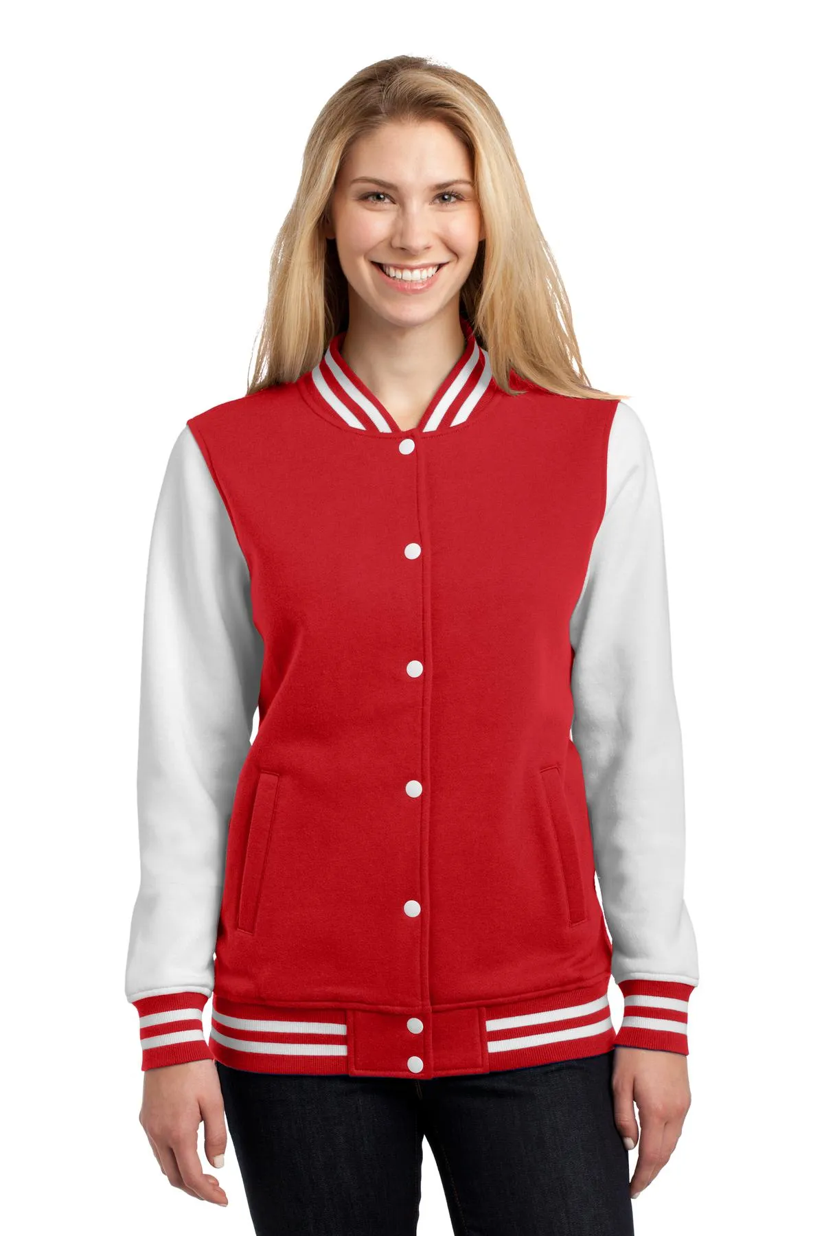 Sport-Tek LST270: Ladies Fleece Letterman Jacket