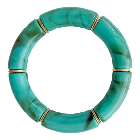 SQUAD STACKS BRACELET TURQUOISE MARBLE WITH GOLD DISCS