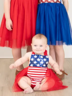 Stars & Stripes Sequin Red Tulle Bubble