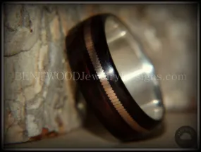 Tazzy Bentwood Ring - Moto Moto Acoustic Minimalist Macassar Ebony Wood Ring on Stainless Steel Core with Thick Bronze Guitar String Inlay