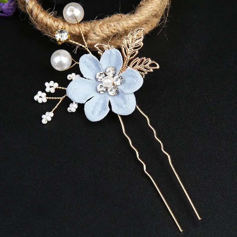 Trendy Handmade Leaf Flower Headpiece Wedding Hair Comb Bridal Hairpins Pearl Rhinestone Jewelry Girls Wedding Hair Accessories