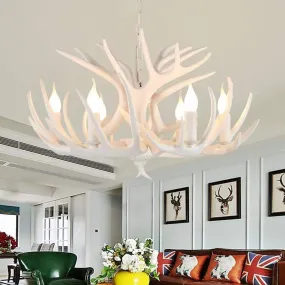 Vintage Antler Chandelier with Candle Lights - 4/6/8 Lights